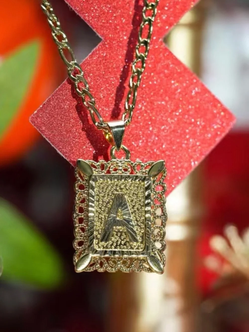 Gold Initial Pendant Necklace Unisex